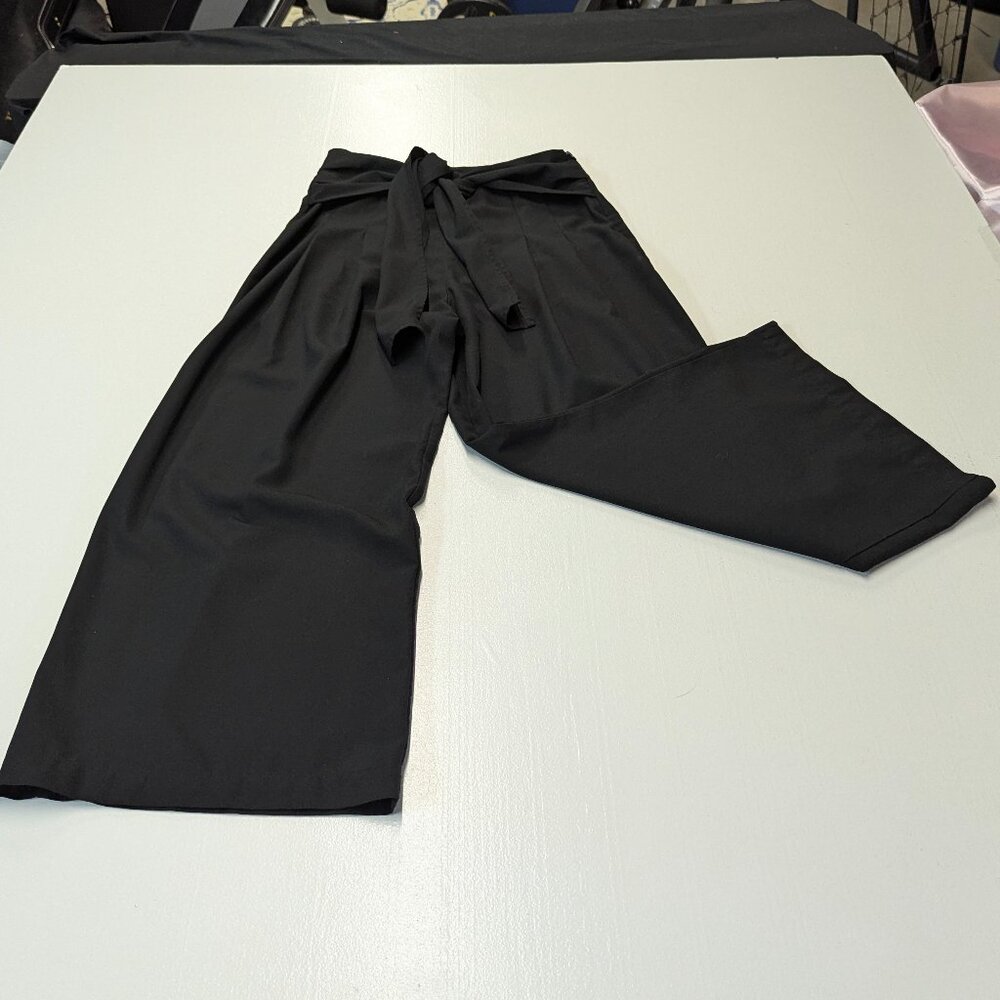 Elodie Size Small Black Wrap Tie Palazzo Pants